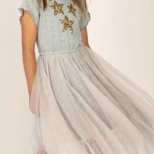Mia Joy Girls Gray Star Tee with Light Pink Tulle Skirt Dress Size 7